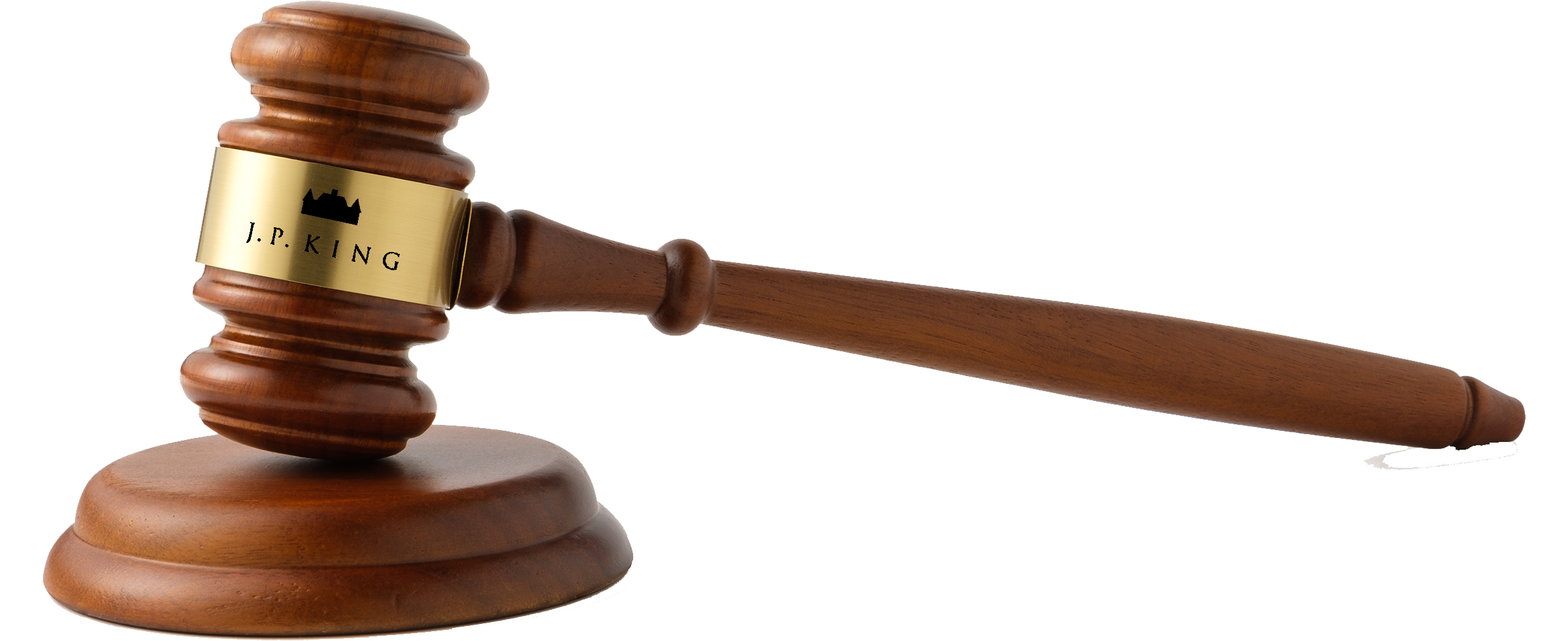 A J.P. King gavel representing the service and representation we assist with for buyers and sellers