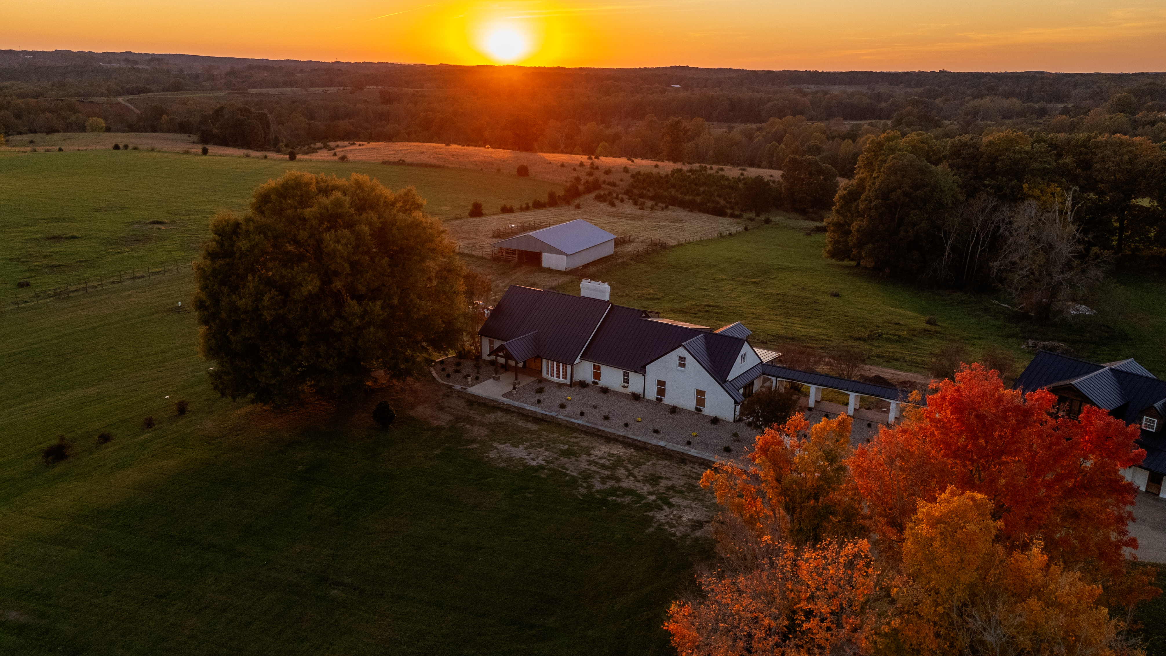 An areal view of the beautiful, 112 acre Anavah Farm in Gladys, VA.